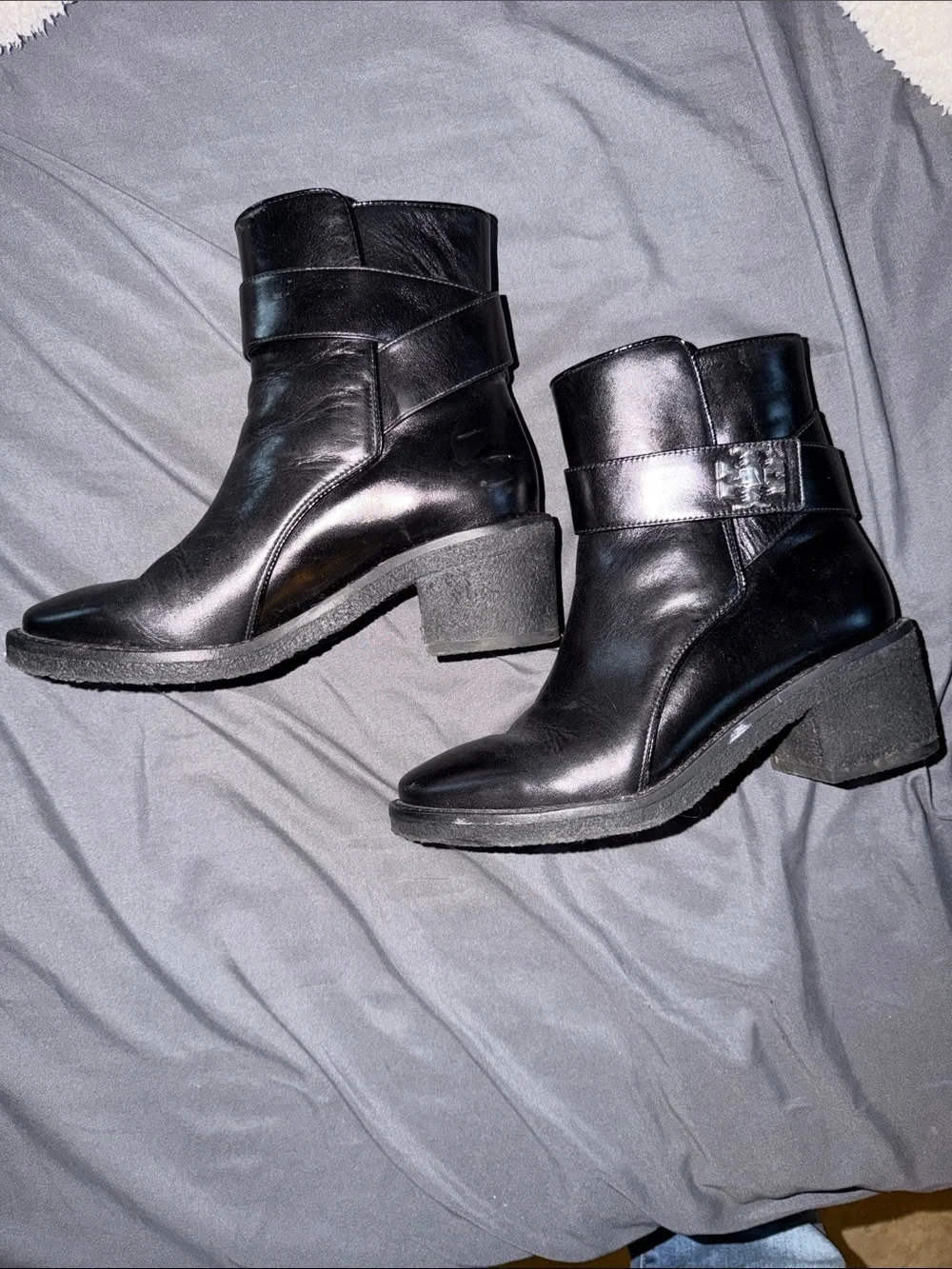 TORY BURCH Women's Kira Block Heel Booties In Perfect Black Size 5